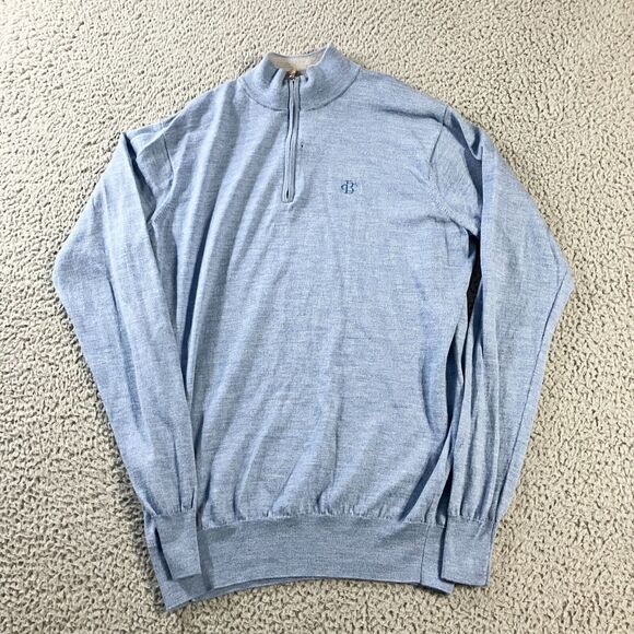 Peter Millar‎ Sweater Mens Large Blue 1/4 Zip Pullover Wool Silk Golf Preppy
